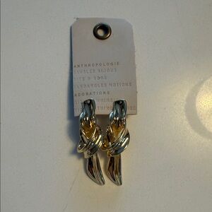 Anthropologie Gold Twist Earrings